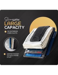 Cartera de Cuero para Hombre con Clip Magnético y RFID - Negro 2