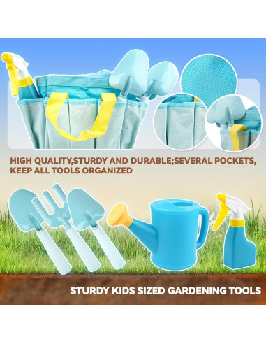 Conjunto de Jardinería para Niños SMILESSKIDDO Azul - 8 Piezas