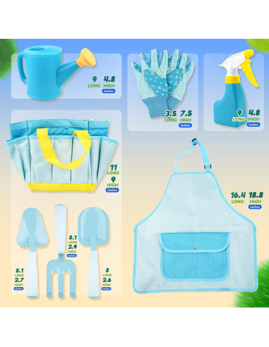 Conjunto de Jardinería para Niños SMILESSKIDDO Azul - 8 Piezas