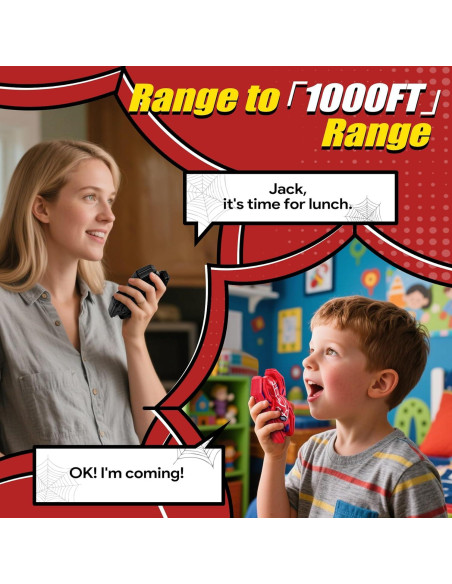Walkie Talkies Vvinca Spider para Niños 2 Paquete Alcance 304m