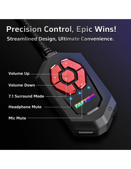 Auriculares Gaming Tatybo XW6 con Sonido 7.1 y Micrófono