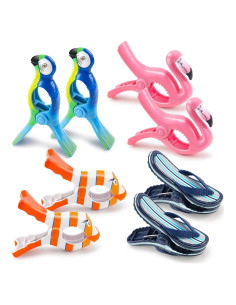 Paquete de 8 Clips para Toallas de Playa SUOEE - Diseño Colorido
