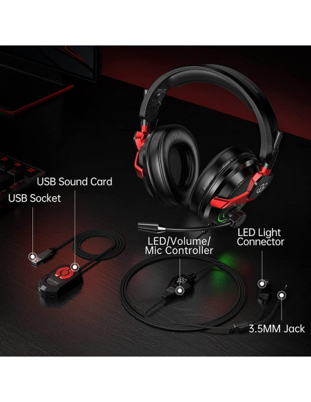 Auriculares Gaming Tatybo XW6 con Sonido 7.1 y Micrófono