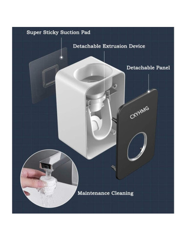 Dispensador Automático de Pasta de Dientes CXYHMG 2 PCS Negro-Gris