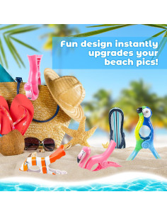 Paquete de 8 Clips para Toallas de Playa SUOEE - Diseño Colorido 2