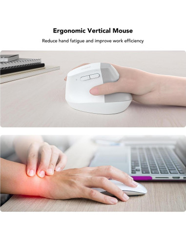 Ratón Vertical Inalámbrico KYSONA EM18 Ergonómico Blanco