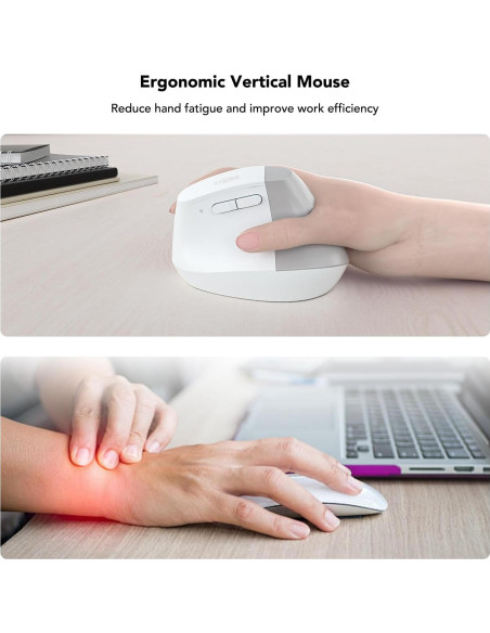 Ratón Vertical Inalámbrico KYSONA EM18 Ergonómico Blanco
