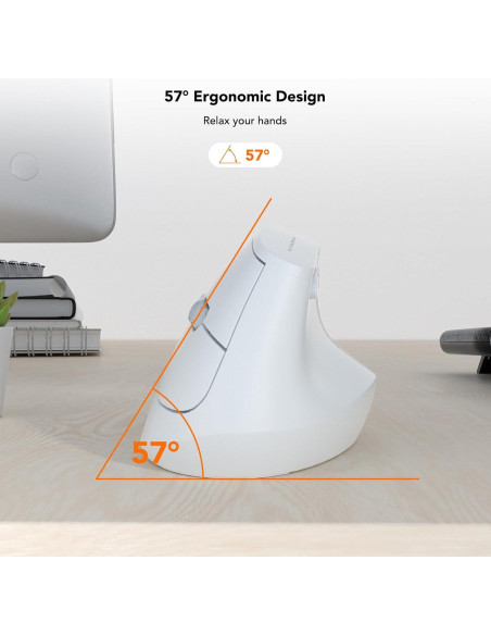 Ratón Vertical Inalámbrico KYSONA EM18 Ergonómico Blanco
