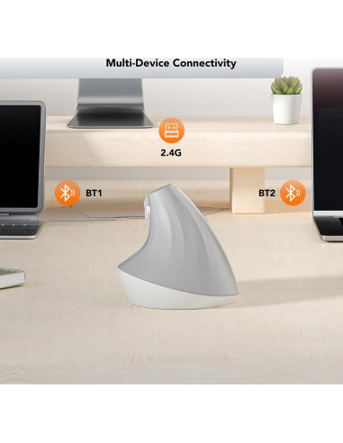 Ratón Vertical Inalámbrico KYSONA EM18 Ergonómico Blanco