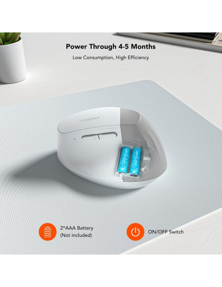 Ratón Vertical Inalámbrico KYSONA EM18 Ergonómico Blanco
