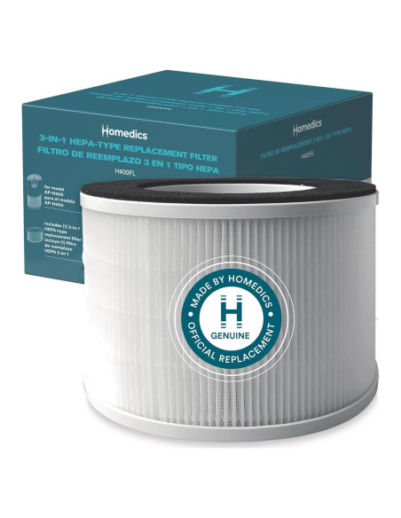 Filtro HEPA 3-en-1 Homedics AP-H400 - H13, Carbón Activado