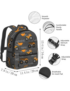 Mochila Infantil Impermeable Camión 34x29x20cm para Niños 2