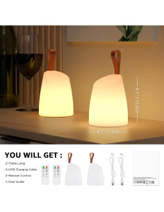 Lámpara de Mesa Portátil LED uuffoo 2 Pack IP44 Recargable 2