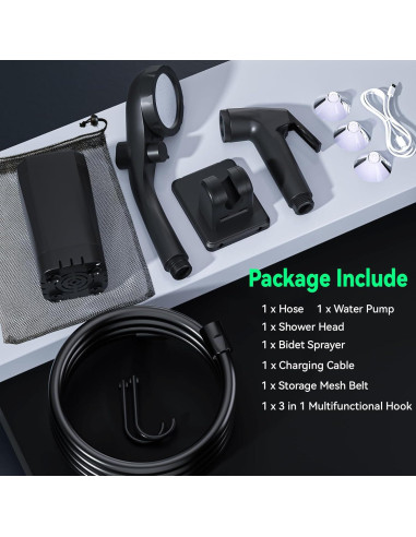 Ducha Portátil Clirass 6000mAh con Pantalla Digital y Bidet