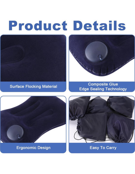 Almohadas Inflables de Camping Geelin 6 Pcs Azul Oscuro