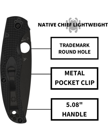 Cuchillo de bolsillo Spyderco Native Chief 10.16 cm FRN negro