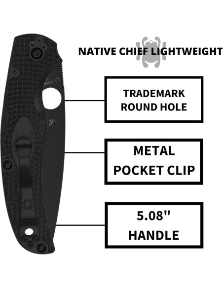 Cuchillo de bolsillo Spyderco Native Chief 10.16 cm FRN negro