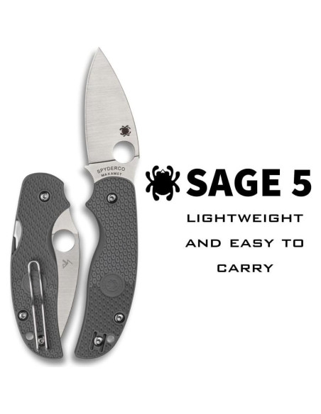Cuchillo de bolsillo Spyderco Sage 5 con hoja Maxamet 7.62 cm