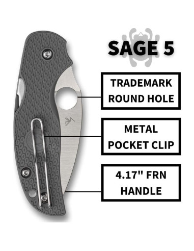 Cuchillo de bolsillo Spyderco Sage 5 con hoja Maxamet 7.62 cm