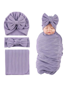 Conjunto de Manta de Recepción OMUKY para Recién Nacidos Púrpura