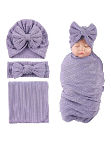 Conjunto de Manta de Recepción OMUKY para Recién Nacidos Púrpura