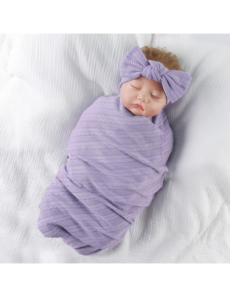 Conjunto de Manta de Recepción OMUKY para Recién Nacidos Púrpura Conjunto de Manta de Recepción OMUKY para Recién Nacidos Púrpura