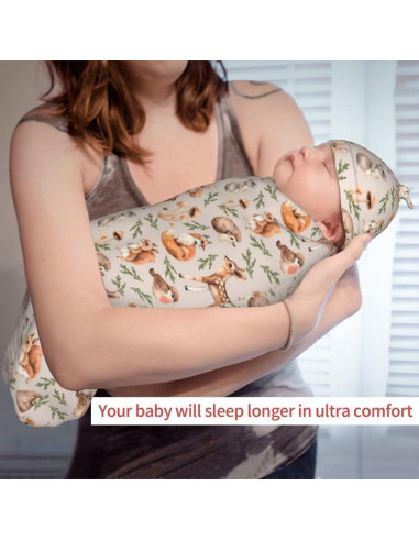 Manta de Envolver para Bebés Qiankang con Gorrito Zorro 52.8x29cm