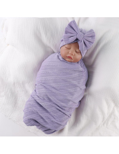 Conjunto de Manta de Recepción OMUKY para Recién Nacidos Púrpura