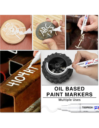 Marcadores de Pintura Blanca TOOMGGA - Paquete de 2, Secado Rápido