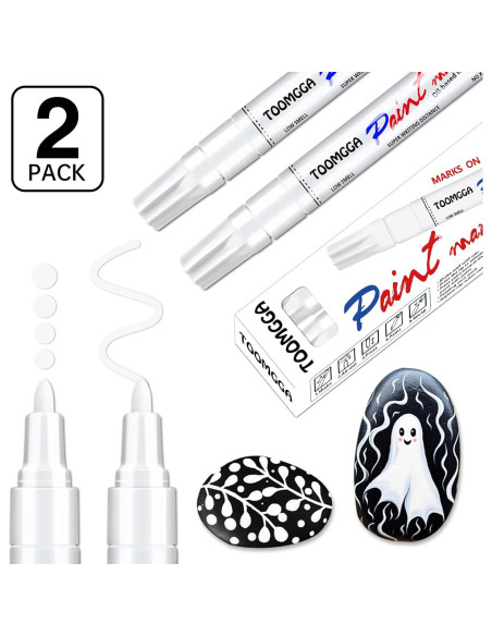 Marcadores de Pintura Blanca TOOMGGA - Paquete de 2, Secado Rápido