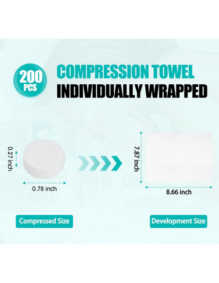 200 Toallitas Comprimidas Desechables Khrgovd 20x22cm Viaje