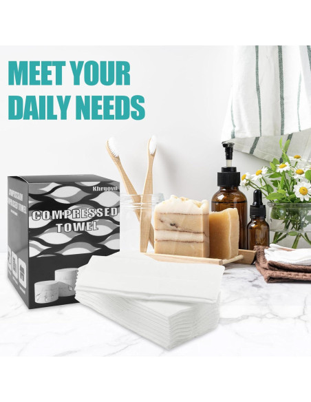200 Toallitas Comprimidas Desechables Khrgovd 20x22cm Viaje