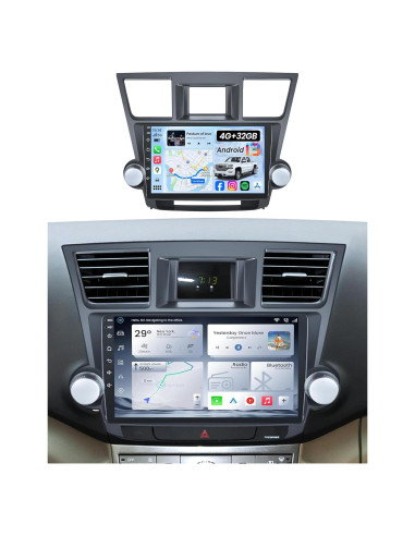 Estéreo Android 10" Jufodrca para Toyota Highlander 2008-2013