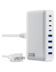 Cargador USB C 200W 8 Puertos GaN III Adaptador Rápido