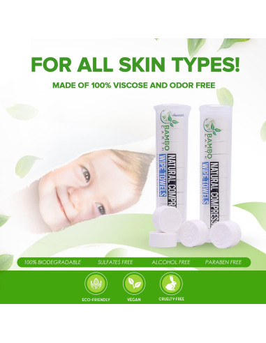 Toallitas Faciales Desechables Compactas BAMBOEARTH 100 Unidades