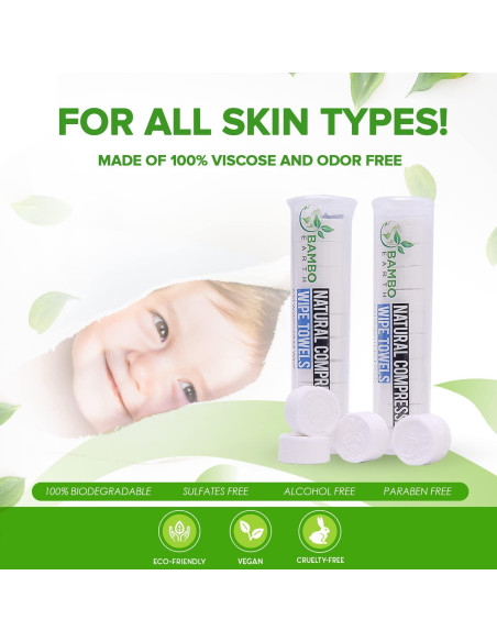 Toallitas Faciales Desechables Compactas BAMBOEARTH 100 Unidades