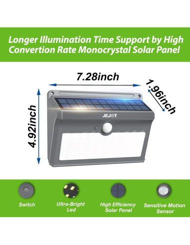 Paquete de 2 luces solares JEJOT con sensor de movimiento 270