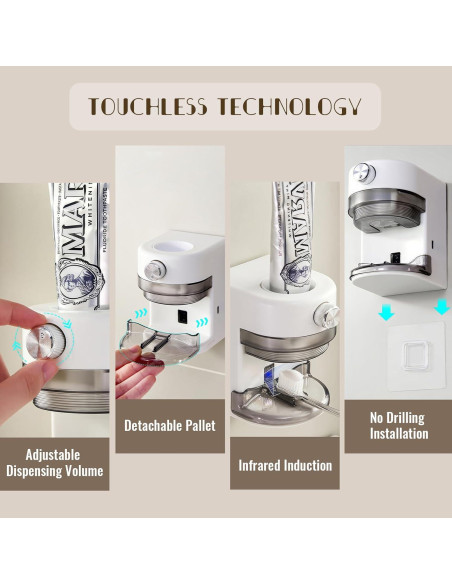 Dispensador Automático de Pasta de Dientes WREWING Blanco Dispensador Automático de Pasta de Dientes WREWING Blanco