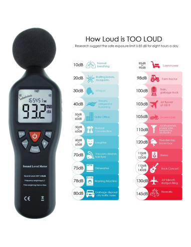 Medidor de Decibelios Digital Gain Express SLM-24 30-130dB