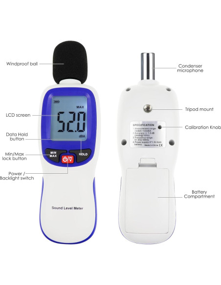 Medidor de Decibelios Bluetooth Gain Express SLM-30B 30-130dBA