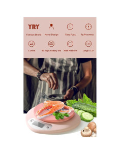 Balanza de Cocina YRY Rosa Corazón 5 kg LCD Tare Precisa 2