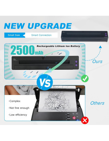 Impresora de Plantillas de Tatuajes Emalla P8006 Bluetooth 2500mAh