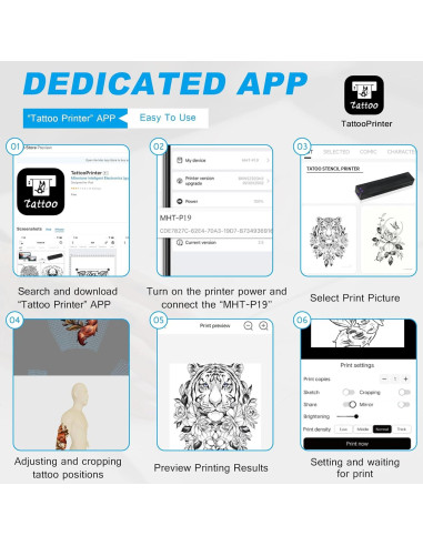 Impresora de Plantillas de Tatuajes Emalla P8006 Bluetooth 2500mAh