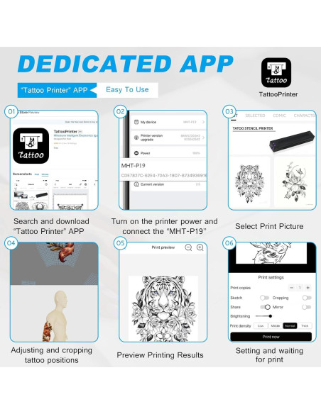 Impresora de Plantillas de Tatuajes Emalla P8006 Bluetooth 2500mAh