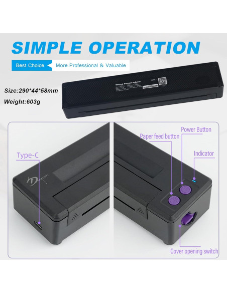 Impresora de Plantillas de Tatuajes Emalla P8006 Bluetooth 2500mAh