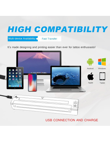 Impresora de Plantillas de Tatuajes Emalla P8006 Bluetooth 2500mAh