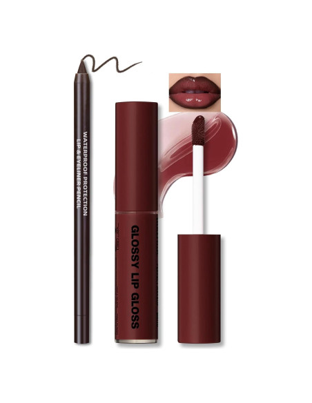 Set de Brillo Labial Nutritivo y Lápiz Labial Marrón - 32g Set de Brillo Labial Nutritivo y Lápiz Labial Marrón - 32g