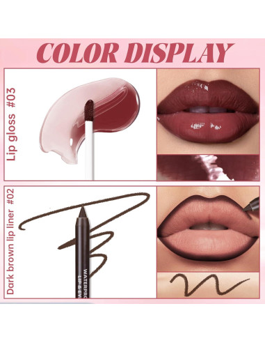 Set de Brillo Labial Nutritivo y Lápiz Labial Marrón - 32g