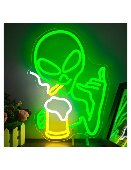 Letrero de Neón Alienígena Verde Dimmable Geeinar 30x10 cm