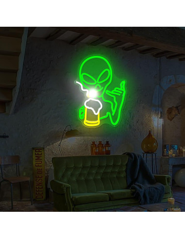 Letrero de Neón Alienígena Verde Dimmable Geeinar 30x10 cm